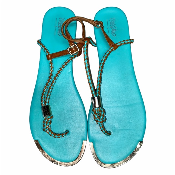 Mossimo Turquoise Teal Braided Sandal - Picture 2 of 6